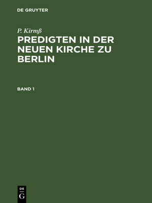 cover image of Predigten in der Neuen Kirche zu Berlin. Band 1